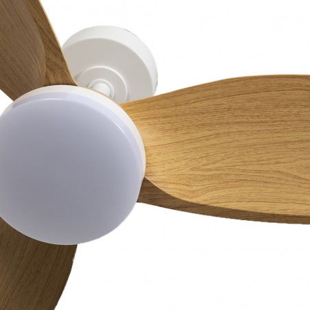 LED Ceiling Fan Borse White+Beech CCT Dim (18W)