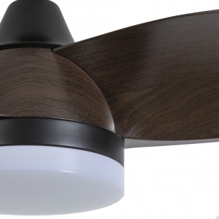 LED Ceiling Fan Borse Black+Oak CCT Dim (18W)