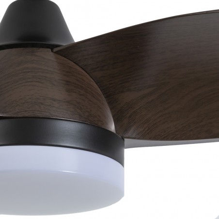 LED Ceiling Fan Borse Black+Oak CCT Dim (18W)