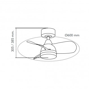 LED Ceiling Fan Borse Mini White+Ash CCT Dim (18W)