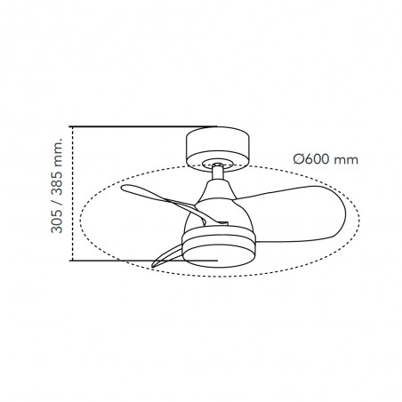 LED Ceiling Fan Borse Mini White+Ash CCT Dim (18W)