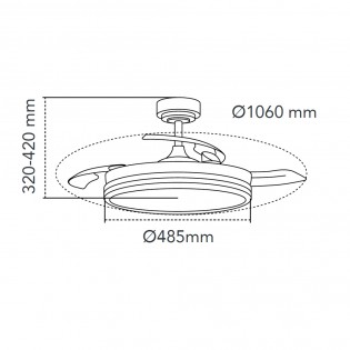 LED Ceiling Fan Folding Blades Surpino Black CCT Dim (45W)