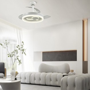 LED ceiling fan retractable blades Raina White CCT Dim (50W)