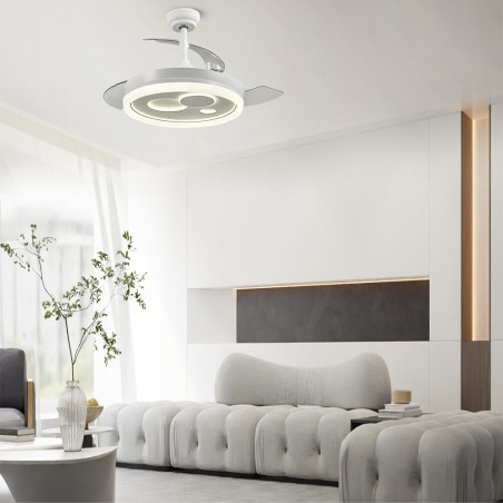 LED ceiling fan retractable blades Raina White CCT Dim (50W)