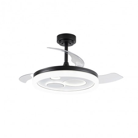 LED ceiling fan retractable blades Raina Black CCT Dim (50W)
