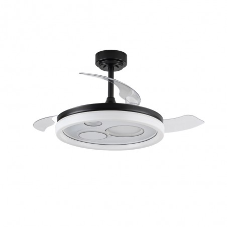 LED ceiling fan retractable blades Raina Black CCT Dim (50W)