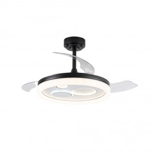 LED ceiling fan retractable blades Raina Black CCT Dim (50W)