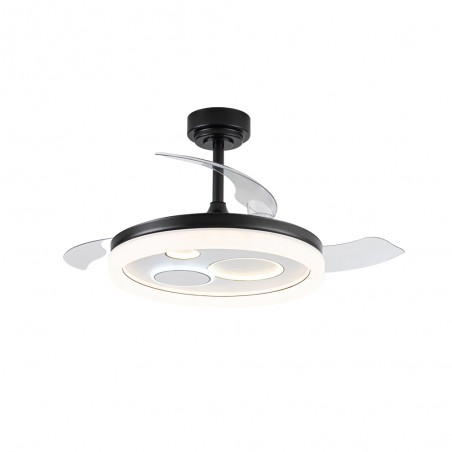 LED ceiling fan retractable blades Raina Black CCT Dim (50W)