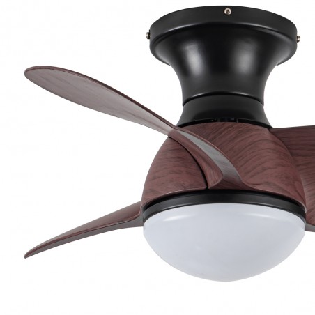 LED Ceiling Fan Mancado Black+Oak CCT Dim (20W)
