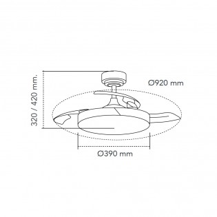 LED Folding Blade Fan Terno Mini Black CCT Dim (46W)