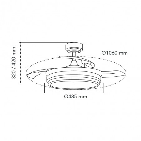 LED Fan Folding blades Mesina White CCT Dim (72W)