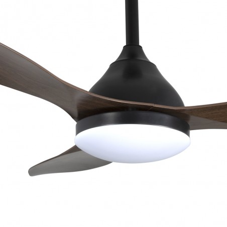 LED Ceiling Fan Cavil Black+Wood CCT Dim (20W)