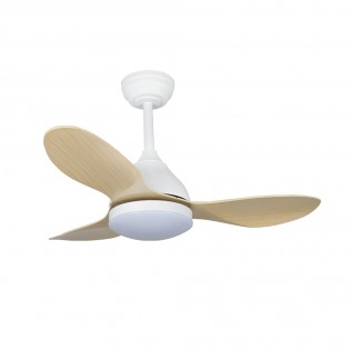 LED Ceiling Fan Cavil Mini White+Wood CCT Dim (20W)