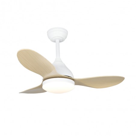 LED Ceiling Fan Cavil Mini White+Wood CCT Dim (20W)