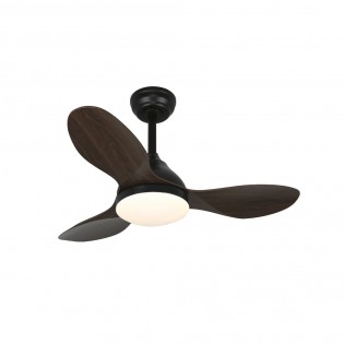LED Ceiling Fan Cavil Mini Black+Wood CCT Dim (20W)