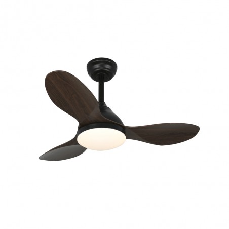 LED Ceiling Fan Cavil Mini Black+Wood CCT Dim (20W)