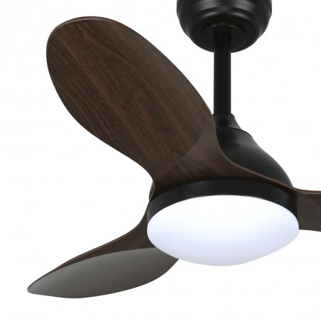 LED Ceiling Fan Cavil Mini Black+Wood CCT Dim (20W)