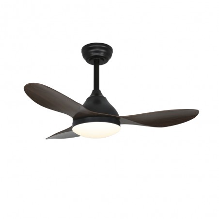 LED Ceiling Fan Cavil Mini Black+Wood CCT Dim (20W)