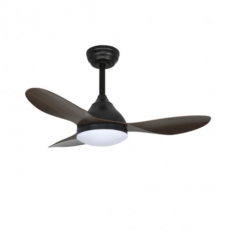 LED Ceiling Fan Cavil Mini Black+Wood CCT Dim (20W)