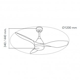 LED Ceiling Fan Cavil Mini Black+Wood CCT Dim (20W)