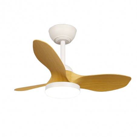 LED Ceiling Fan Cavil Mini S White+Wood CCT Dim (20W)