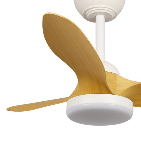 LED Ceiling Fan Cavil Mini S White+Wood CCT Dim (20W)