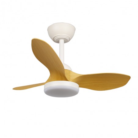 LED Ceiling Fan Cavil Mini S White+Wood CCT Dim (20W)