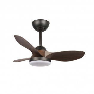LED Ceiling Fan Cavil Mini S Black+Wood CCT Dim (20W)