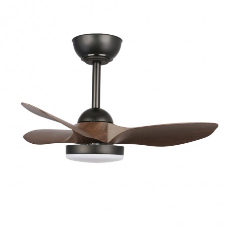 LED Ceiling Fan Cavil Mini S Black+Wood CCT Dim (20W)
