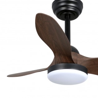 LED Ceiling Fan Cavil Mini S Black+Wood CCT Dim (20W)