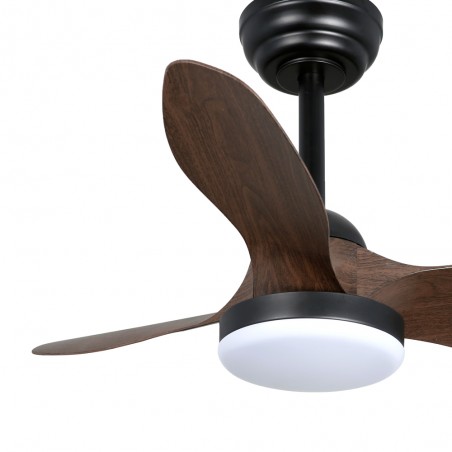 LED Ceiling Fan Cavil Mini S Black+Wood CCT Dim (20W)