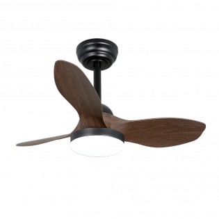 LED Ceiling Fan Cavil Mini S Black+Wood CCT Dim (20W)