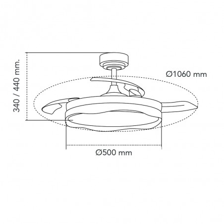 LED Ceiling Fan Folding Blades Goan Black CCT Dim (72W)