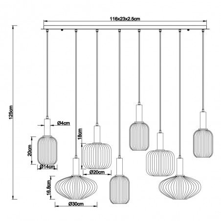 Pendant lamp lineal Normy (8 Lights)