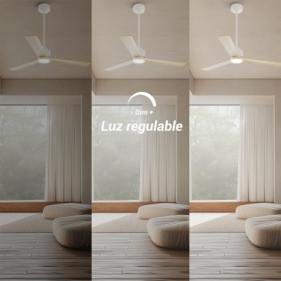 LED Ceiling Fan Anne White+Wood CCT Dim (20W)