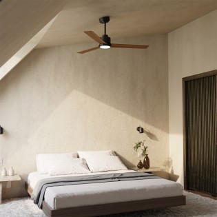 Ventilador de techo LED Anne Negro+Madera CCT Dim (20W)