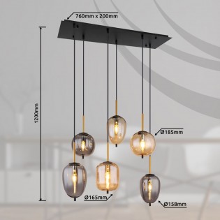 Pendant lamp Blacky Mix (6 lights)