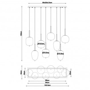 Pendant lamp Blacky Mix (8 lights)
