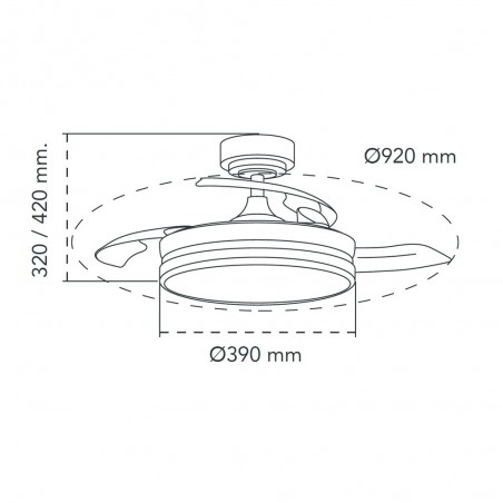 LED fan with retractable blades Isla Mini White CCT (35W)
