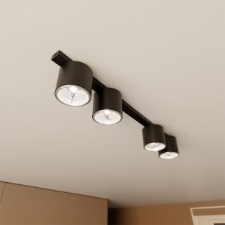 Regleta de techo Valeno Negro (4 luces)