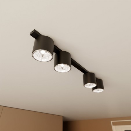 Regleta de techo Valeno Negro (4 luces)