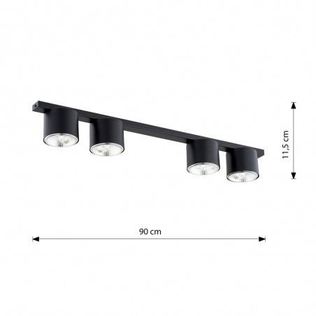Ceiling track light Valeno Black (4 lights)