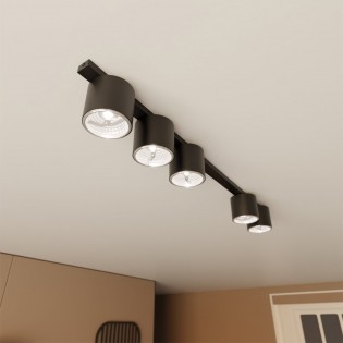 Regleta de techo Valeno Negro (5 luces)