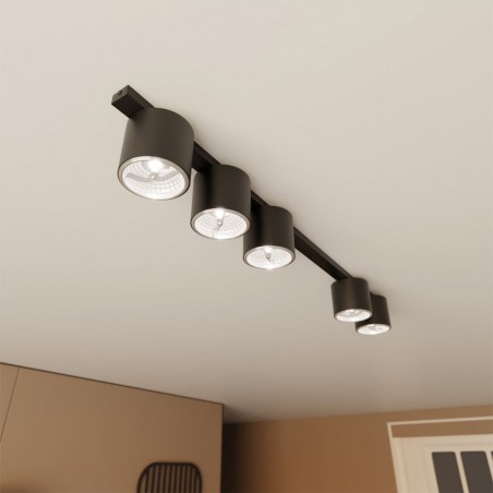 Regleta de techo Valeno Negro (5 luces)