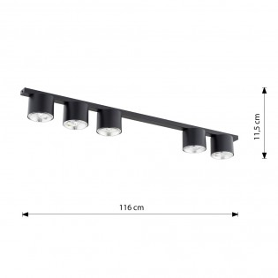 Regleta de techo Valeno Negro (5 luces)