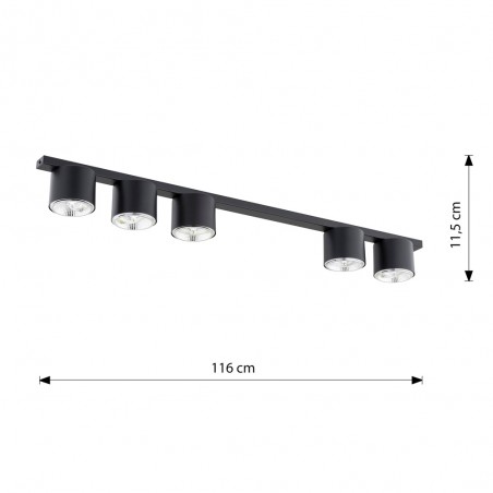 Ceiling track light Valeno Black (5 lights)