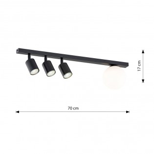 Ceiling track light Ponsel Black (4 lights)