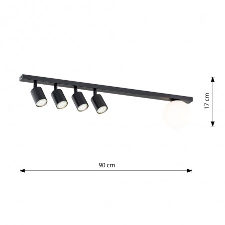 Regleta de techo Ponsel Negro (5 luces)