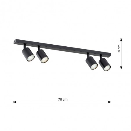 Ceiling track light Dongor Black (4 lights)