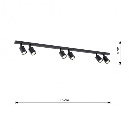 Ceiling track light Dongor Black (6 lights)